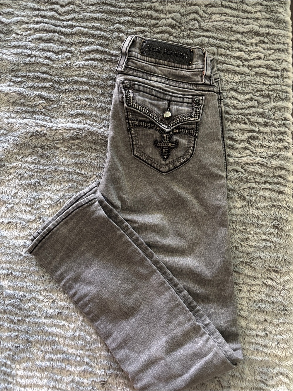 Rock Revival Women's Gray Skinny Jeans with Embroidered Back Pocket